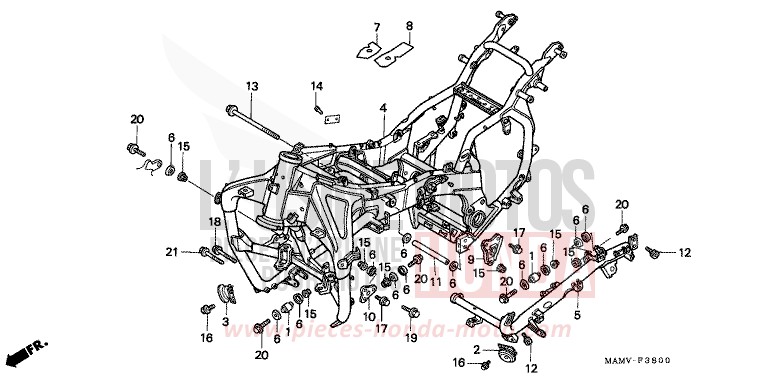 CARROSSERIE DE CHASSIS de Gold Wing Aspencade CANDY SPECTRA RED (R176) de 1997